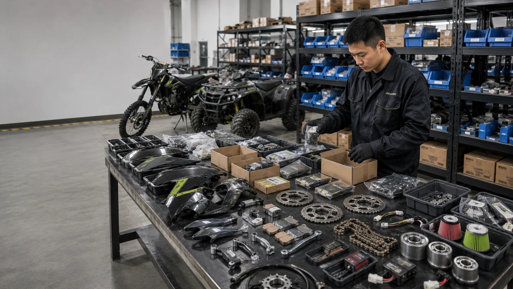 Illustrative powersports spare parts preparation and organization